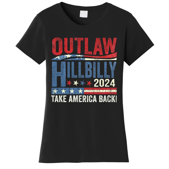 Vintage Elections Outlaw Hillbilly Us Flag Trump Vance 2024 Outlaw Hillbilly Us Women's T-Shirt