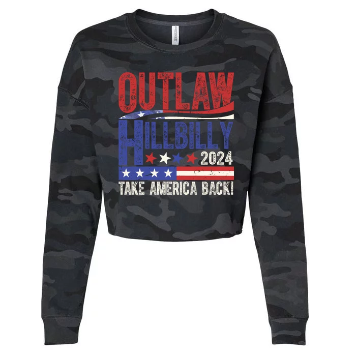 Vintage Elections Outlaw Hillbilly Us Flag Cropped Pullover Crew