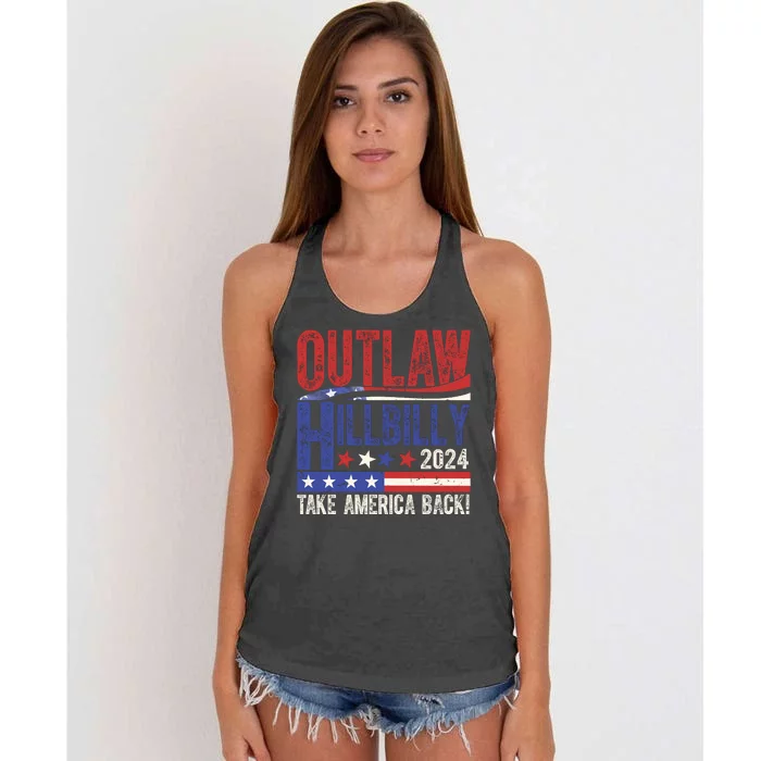 Vintage Elections Outlaw Hillbilly Us Flag Women's Knotted Racerback Tank