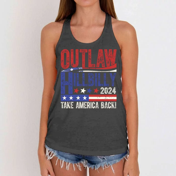 Vintage Elections Outlaw Hillbilly Us Flag Women's Knotted Racerback Tank