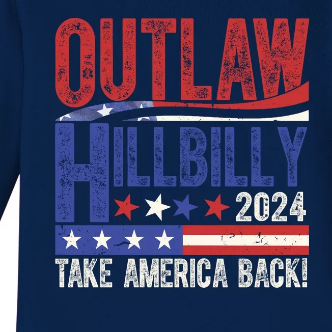 Vintage Elections Outlaw Hillbilly Us Flag Baby Long Sleeve Bodysuit