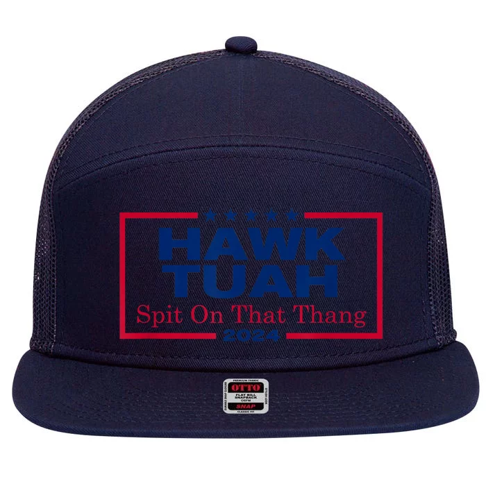 Viral Election Parody Hawk Tush Spit On That Thang 2024 Meme Gift 7 Panel Mesh Trucker Snapback Hat