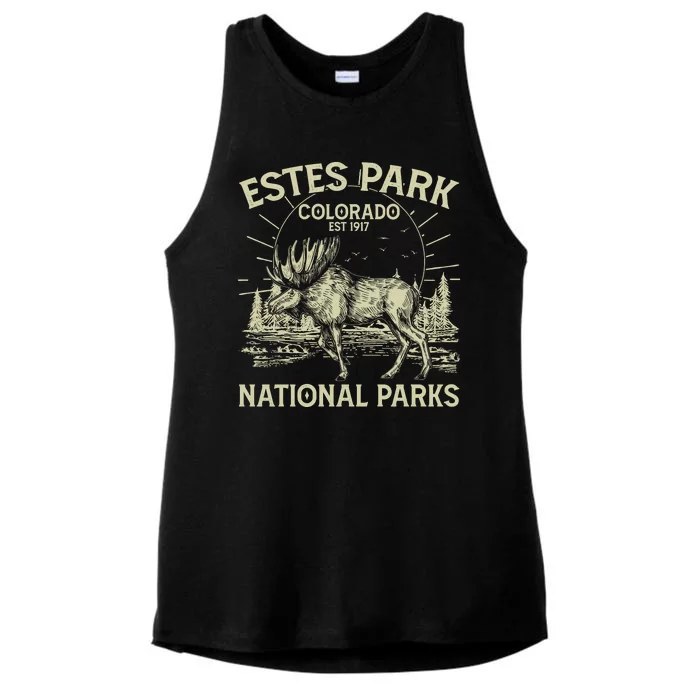 Vintage Estes Park Colorado National Parks Est 1917 Ladies Tri-Blend Wicking Tank