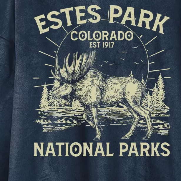 Vintage Estes Park Colorado National Parks Est 1917 Hooded Wearable Blanket