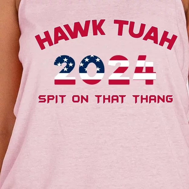 Viral Election Parody Hawk Tush Spit On That Thang Women's Knotted Racerback Tank