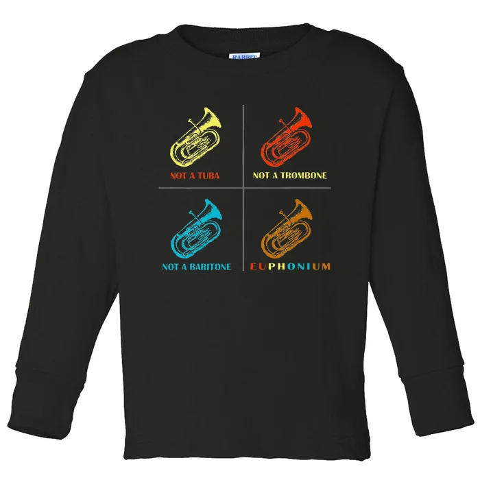 Vintage Euphonium Player Brass Orchestra Toddler Long Sleeve Shirt