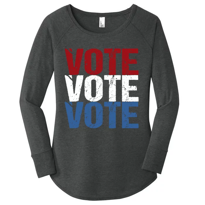 VOTE Election Patriotic Voter Registration Midterm Voting Women's Perfect Tri Tunic Long Sleeve Shirt