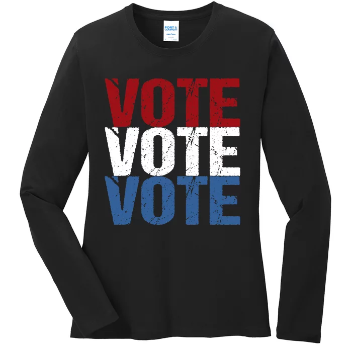 VOTE Election Patriotic Voter Registration Midterm Voting Ladies Long Sleeve Shirt