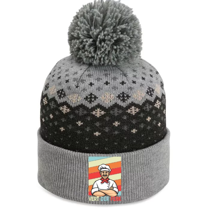 Vert Der Ferk Retro Poster Chef The Baniff Cuffed Pom Beanie