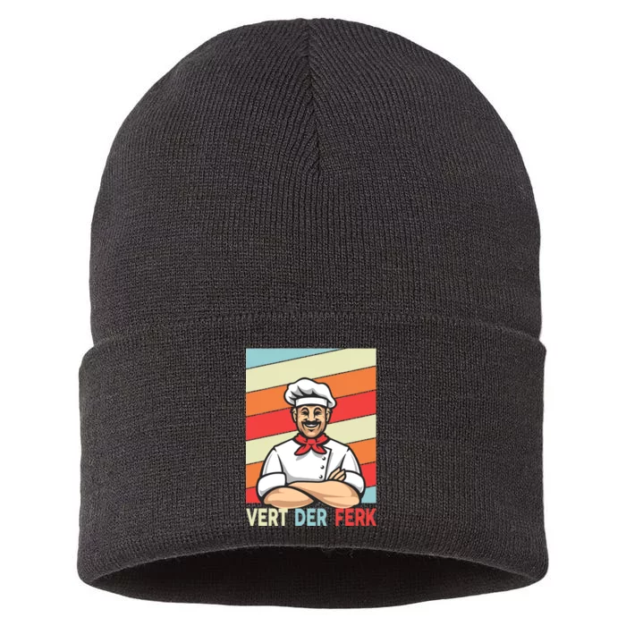 Vert Der Ferk Retro Poster Chef Sustainable Knit Beanie