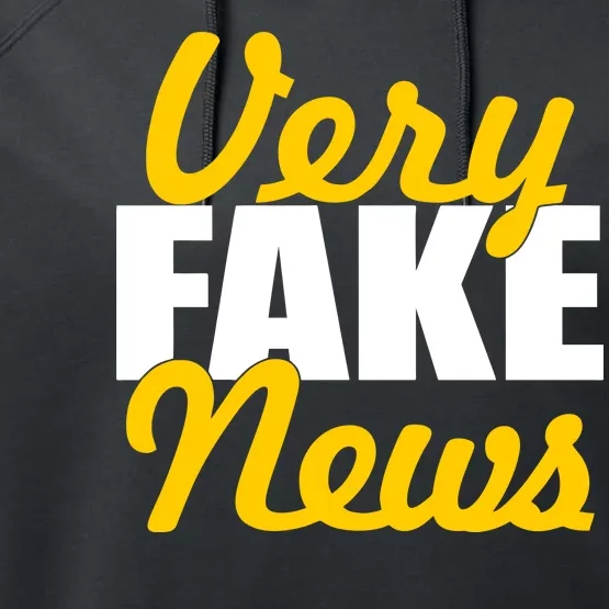 Very Fake News Black & Gold Script Performance Fleece Hoodie