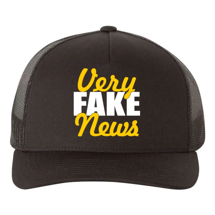 Very Fake News Black & Gold Script Yupoong Adult 5-Panel Trucker Hat