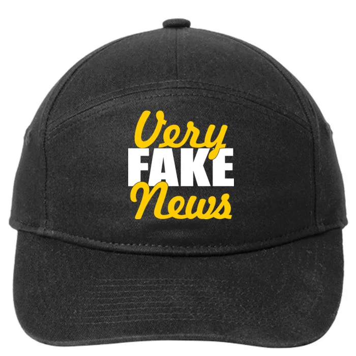 Very Fake News Black & Gold Script 7-Panel Snapback Hat