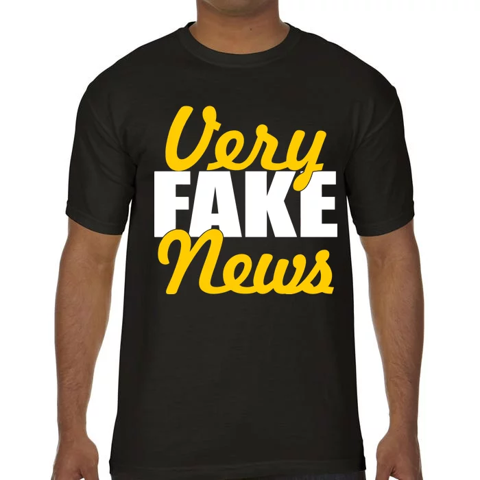 Very Fake News Black & Gold Script Comfort Colors T-Shirt