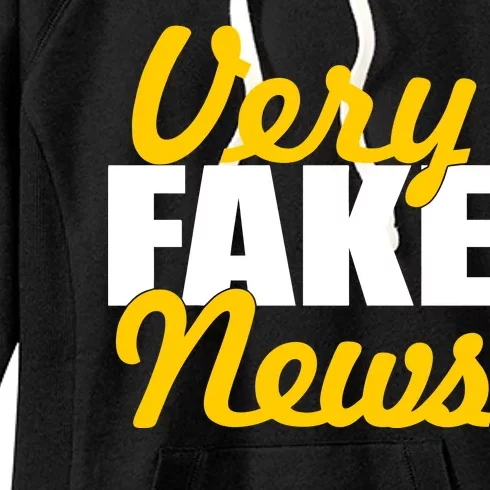 Very Fake News Black & Gold Script Women's Fleece Hoodie