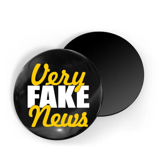 Very Fake News Black & Gold Script Magnet