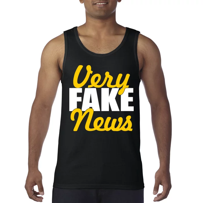 Very Fake News Black & Gold Script Tank Top