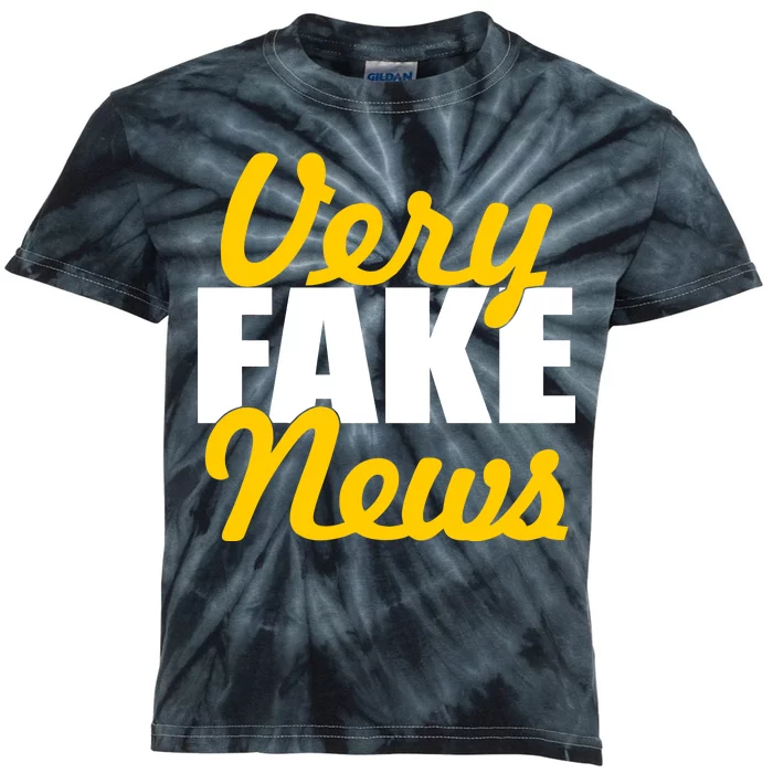 Very Fake News Black & Gold Script Kids Tie-Dye T-Shirt