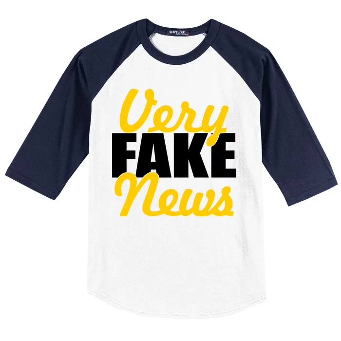 Very Fake News Black & Gold Script Baseball Sleeve Shirt