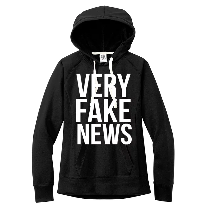 Very Fake News Funny Donald Trump Women's Fleece Hoodie