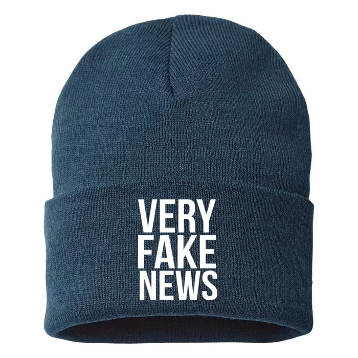 Very Fake News Funny Donald Trump Sustainable Knit Beanie