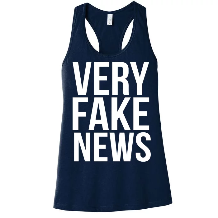 Very Fake News Funny Donald Trump Women's Racerback Tank