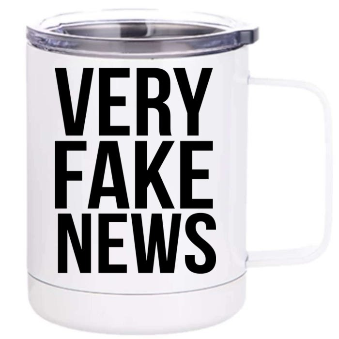 Very Fake News Funny Donald Trump Front & Back 12oz Stainless Steel Tumbler Cup