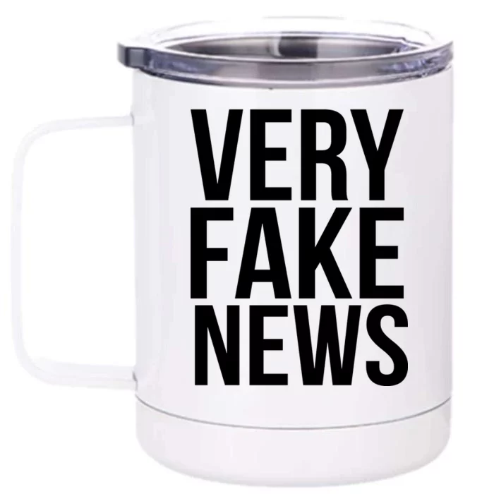 Very Fake News Funny Donald Trump Front & Back 12oz Stainless Steel Tumbler Cup