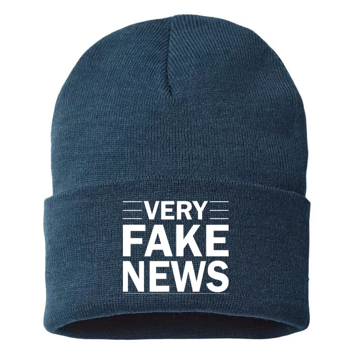 Very Fake News Funny Political Sustainable Knit Beanie