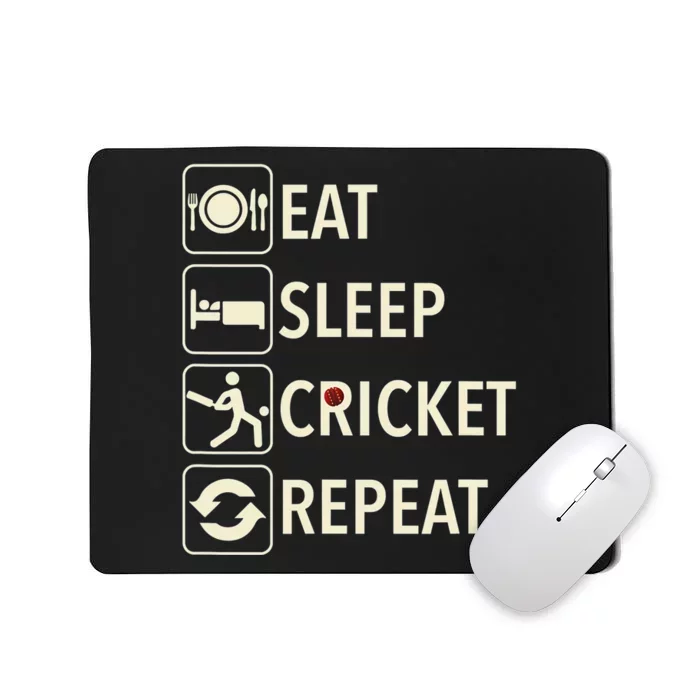 Vintage Eat Sleep Cricket Repeat Cricket Player Mousepad