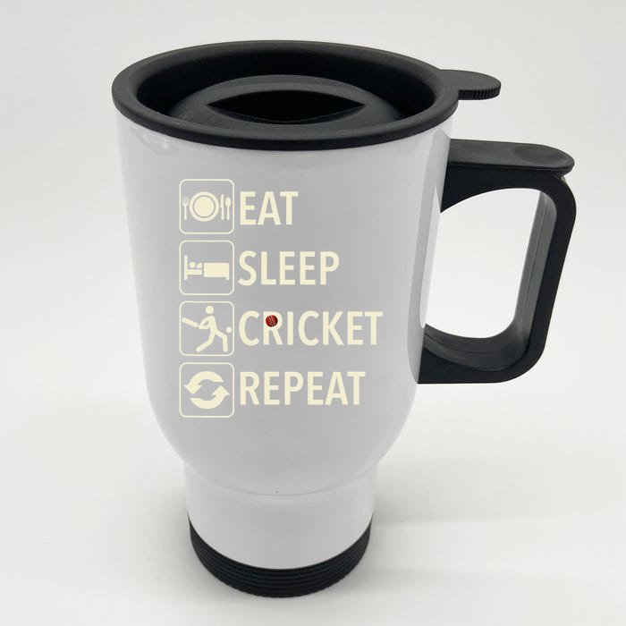 Vintage Eat Sleep Cricket Repeat Cricket Player Front & Back Stainless Steel Travel Mug