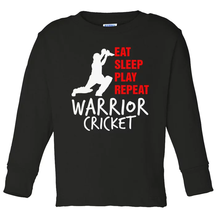 Vintage Eat Sleep Cricket Repeat Funny Cricket Sports Toddler Long Sleeve Shirt