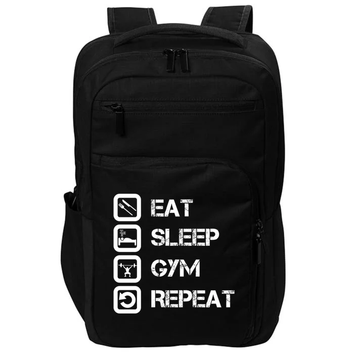 Vintage Eat Sleep Gym Repeat Gift Impact Tech Backpack