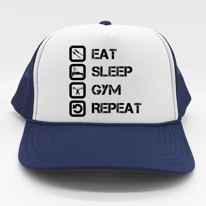 Vintage Eat Sleep Gym Repeat Gift Trucker Hat