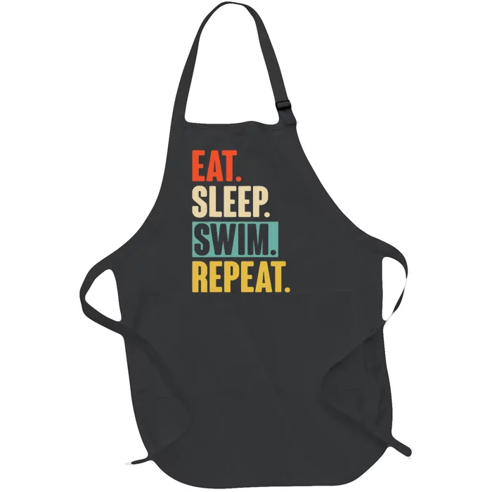 Vintage Eat Sleep Swim Repeat Swimming Full-Length Apron With Pocket