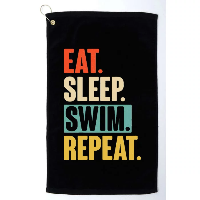 Vintage Eat Sleep Swim Repeat Swimming Platinum Collection Golf Towel