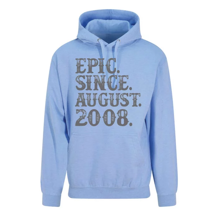 Vintage Epic Since August 2008 Birth Year Legendary Gifts Unisex Surf Hoodie