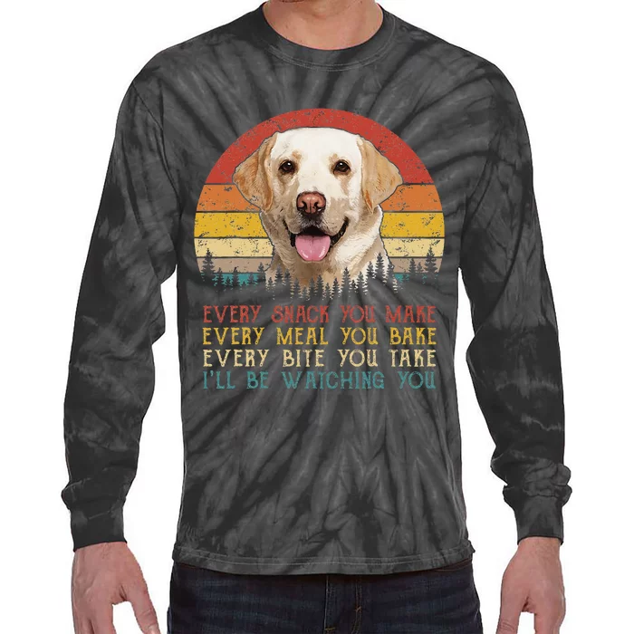 Vintage Every Snack You Make Dog Yellow Lab Retriever Tie-Dye Long Sleeve Shirt