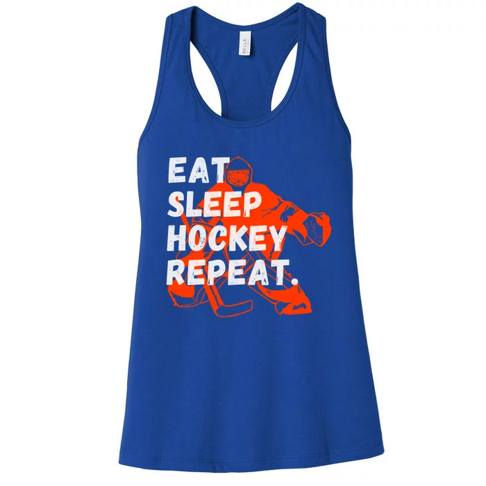 Vintage Eat Sleep Ice Hockey Repeat Sports Lovers Players Gift Women's Racerback Tank