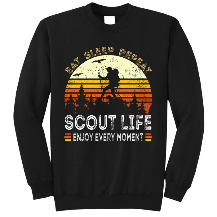 Vintage Eat Sleep Scout Repeat Camping Tall Sweatshirt