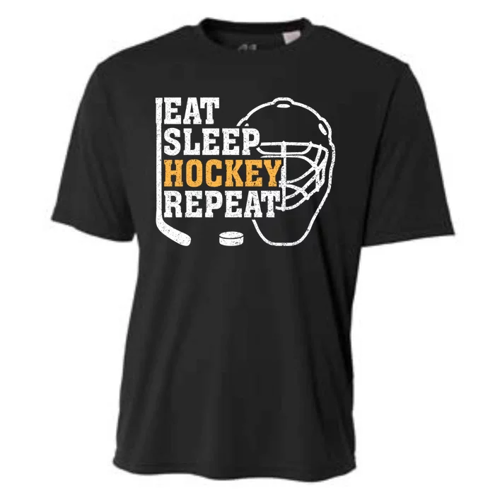 Vintage Eat Sleep Hockey Repeat Hockey Funny Ice Hockey Fan Gift Cooling Performance Crew T-Shirt