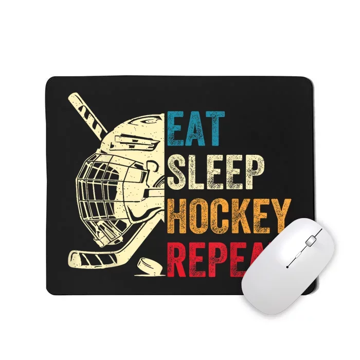 Vintage Eat Sleep Hockey Repeat Retro Ice Hockey Gift Mousepad