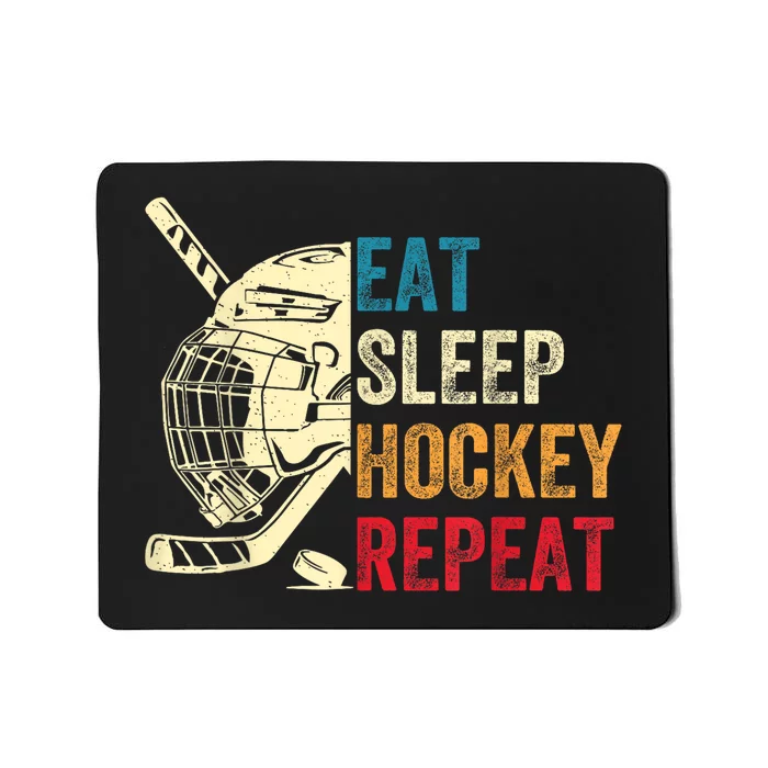 Vintage Eat Sleep Hockey Repeat Retro Ice Hockey Gift Mousepad