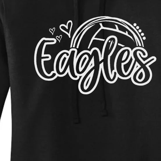 Volleyball Eagle School Sports Fan Team Spirit Women's Pullover Hoodie