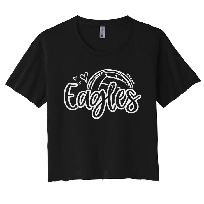 Volleyball Eagle School Sports Fan Team Spirit Women's Crop Top Tee