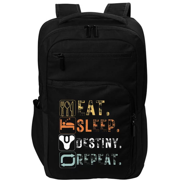 Vintage Eat Sleep Destiny Repeat Funny Eat Sleep Destiny Impact Tech Backpack