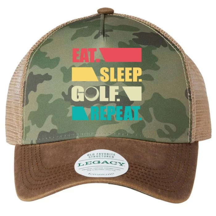 Vintage Eat Sleep Golf Repeat Gift For Father's Day Legacy Tie Dye Trucker Hat