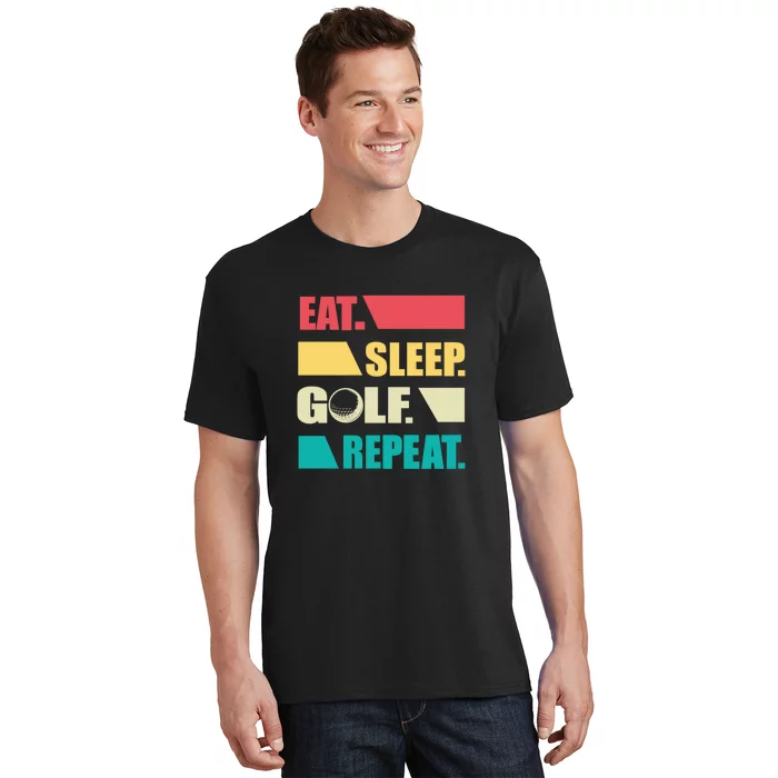 Vintage Eat Sleep Golf Repeat Gift For Father's Day T-Shirt