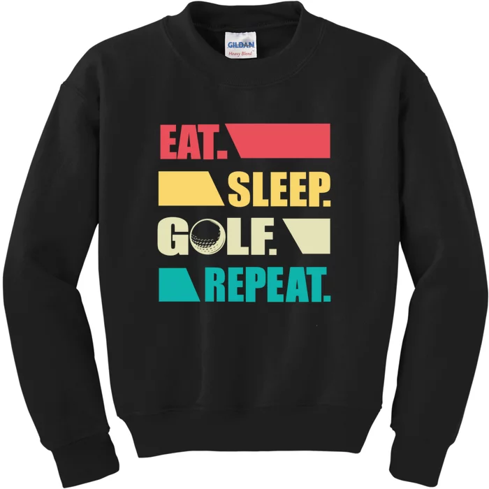 Vintage Eat Sleep Golf Repeat Gift For Father's Day Kids Sweatshirt