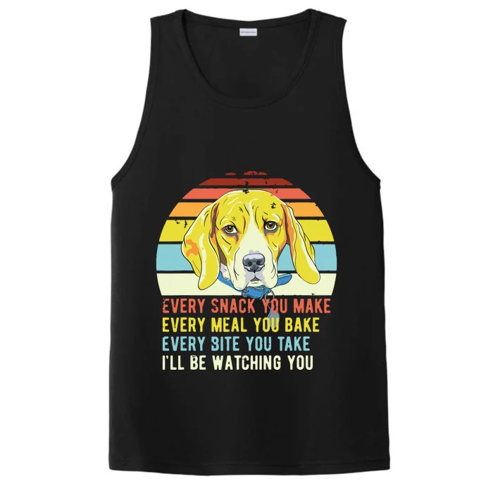 Vintage Every Snack You Make Cute Beagle Dog Lover Mom Dad Performance Tank